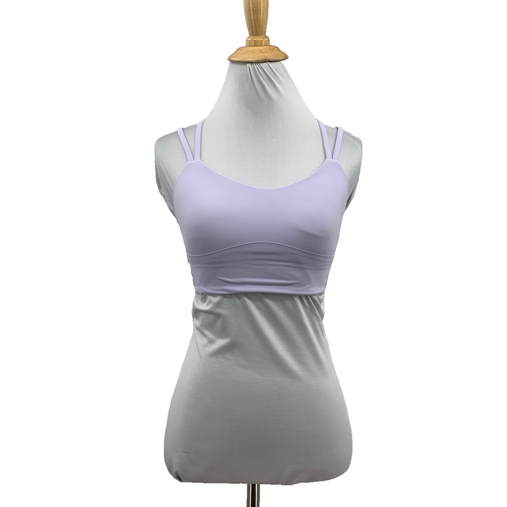 Lululemon Sports Bra‎ Womens 2 Lilac Like a Cloud Longline Light Support Molded